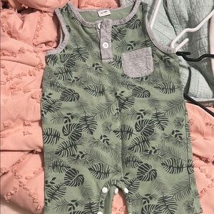 3 for $15! Size 12-18 month Green Leaf Print Baby Romper